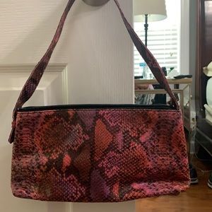 BCBG pink snake print purse